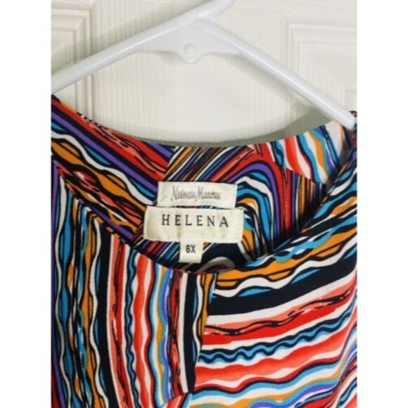 Neiman Marcus Helena Dress Girls Size 6X Multicolor Paint Splatter Striped - Picture 4 of 7